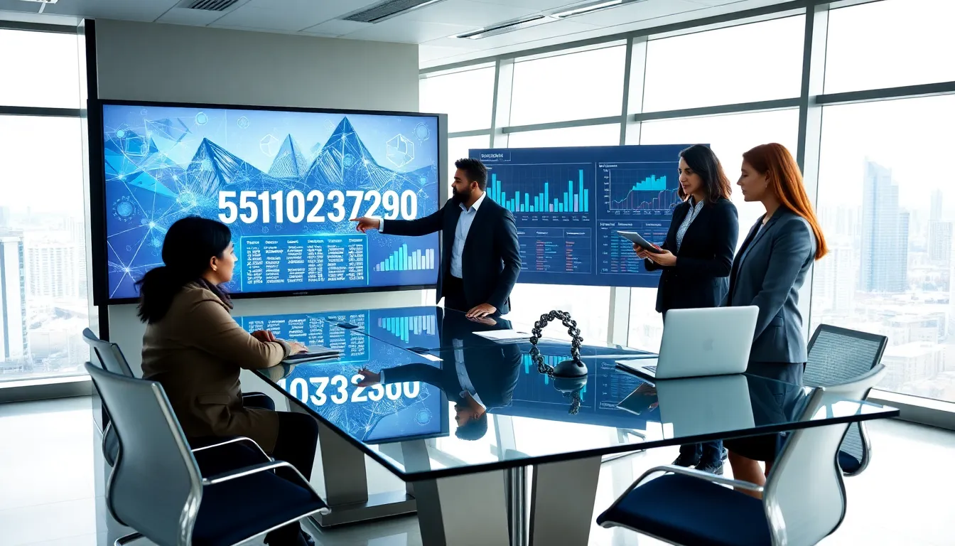 diverse team in a logistics control room with digital data displays.
